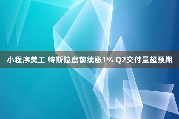 小程序美工 特斯拉盘前续涨1% Q2交付量超预期